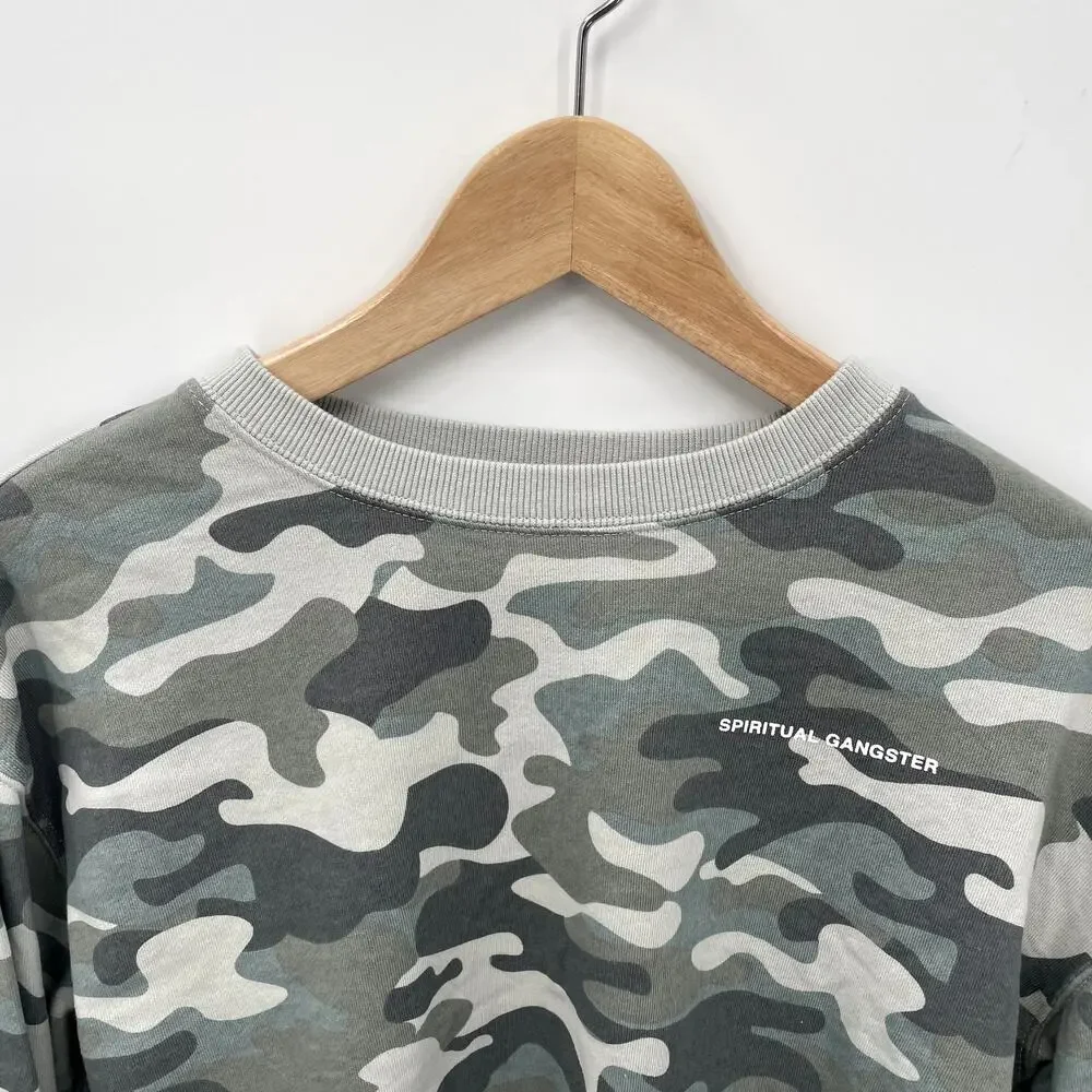 SPIRITUAL GANGSTER Evereve NWT Mazzy Pullover Camo Crewneck Sweatshirt // S